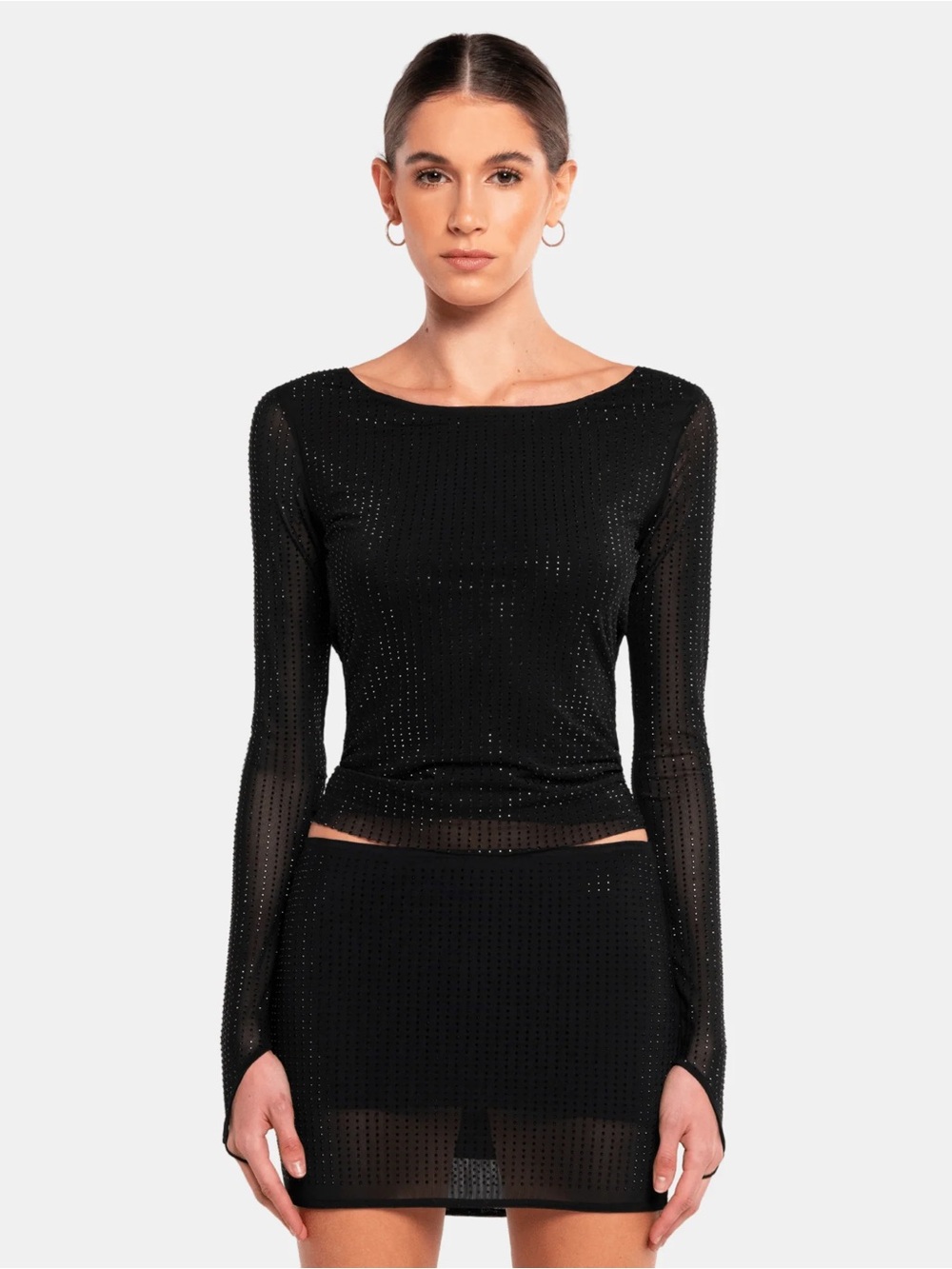 OW Collection MESHA Rhinestone Blouse - Picture 2 of 5